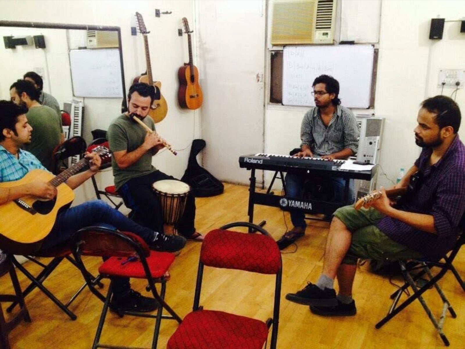 Students playing instruments together