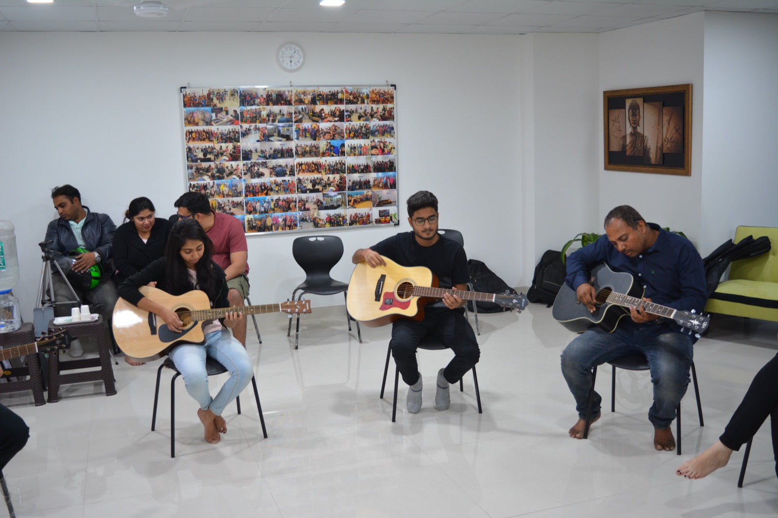 Group guitar class session