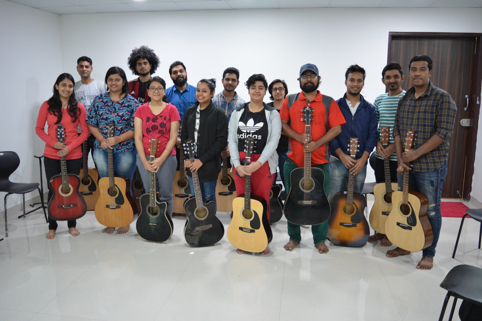 Group of students with their guitars